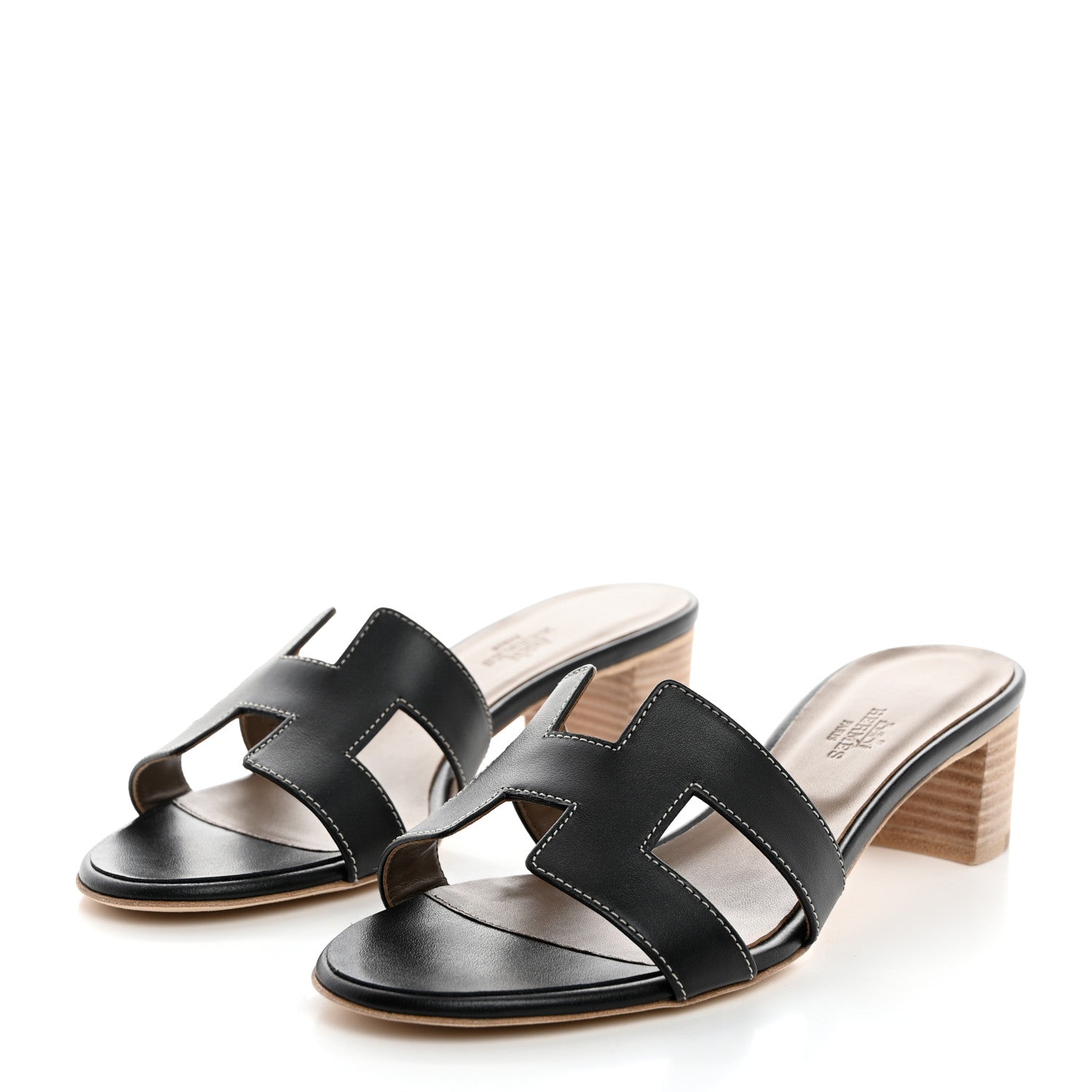 Hermes Calfskin Oasis Sandals 39 Black 3 of 8