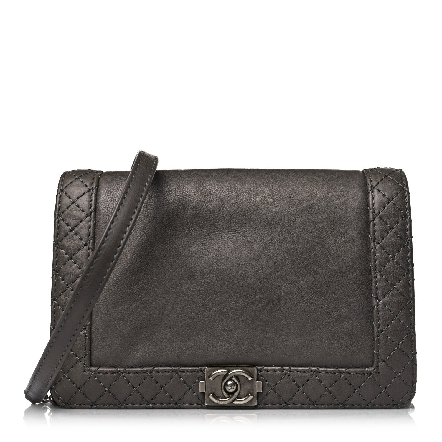 Chanel Calfskin Small Boy Reverso Flap Grey 1 of 9