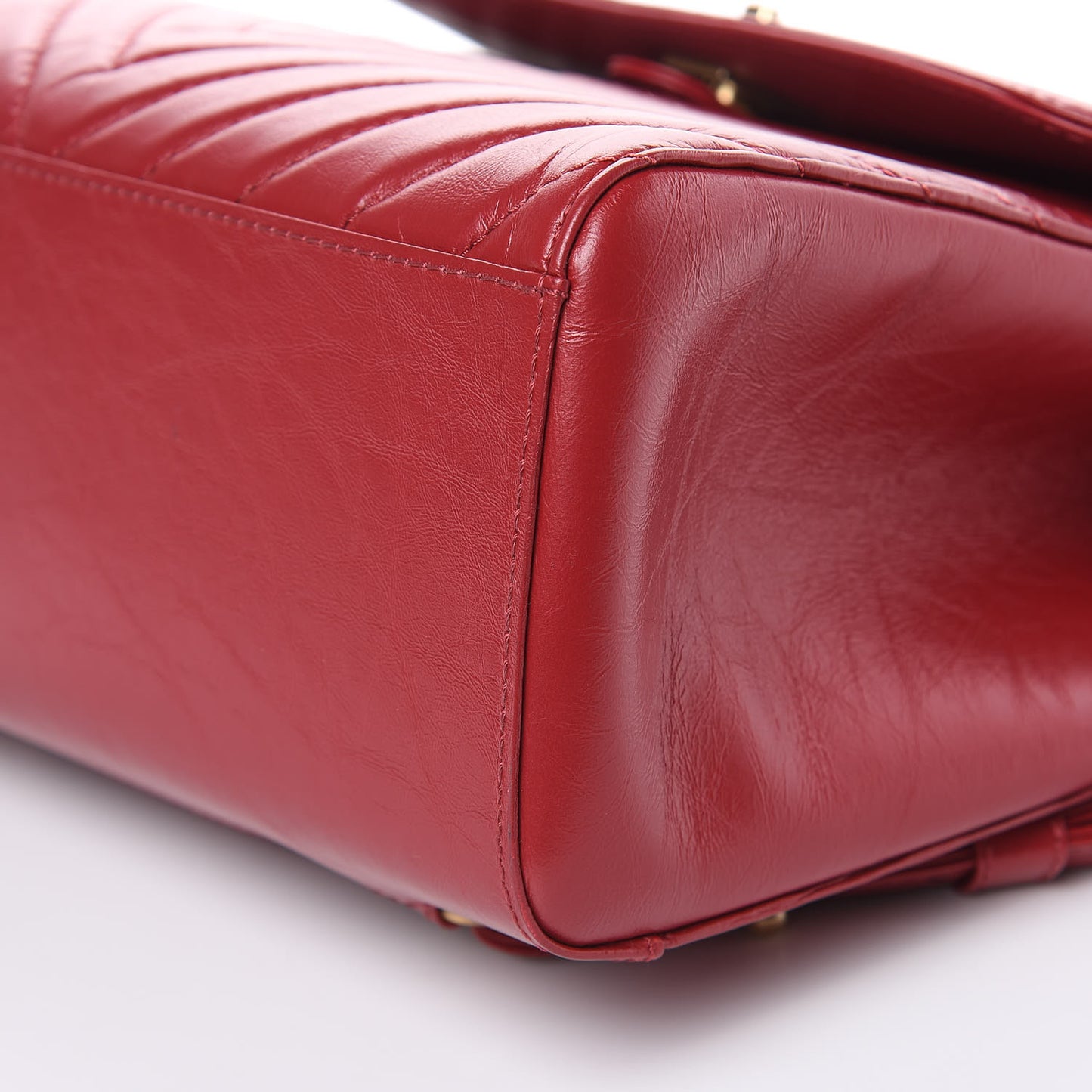 Aged Calfskin Chevron Quilted Backpack Red