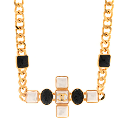 Chanel Metal Pearl Resin Obazine CC Choker Gold Black 1 of 6