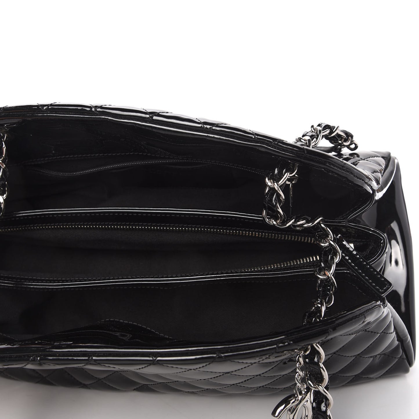 Patent Quilted Medium Just Mademoiselle Bowling Bag Black