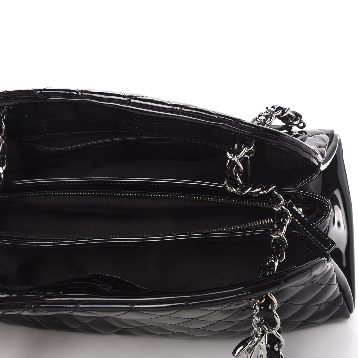 Chanel Patent Quilted Medium Just Mademoiselle Bowling Bag Black 5 of 10