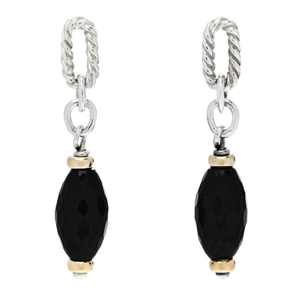 David Yurman Sterling Silver 18K Yellow Gold Black Onyx Figaro Drop Earrings 1 of 4