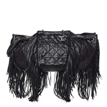 Chanel Lambskin Quilted Western Baluchon Fringe Bag Black 1 of 9