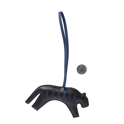 Hermes Milo Lambskin Rooroo Bag Charm Black Bleu de Malte 2 of 4