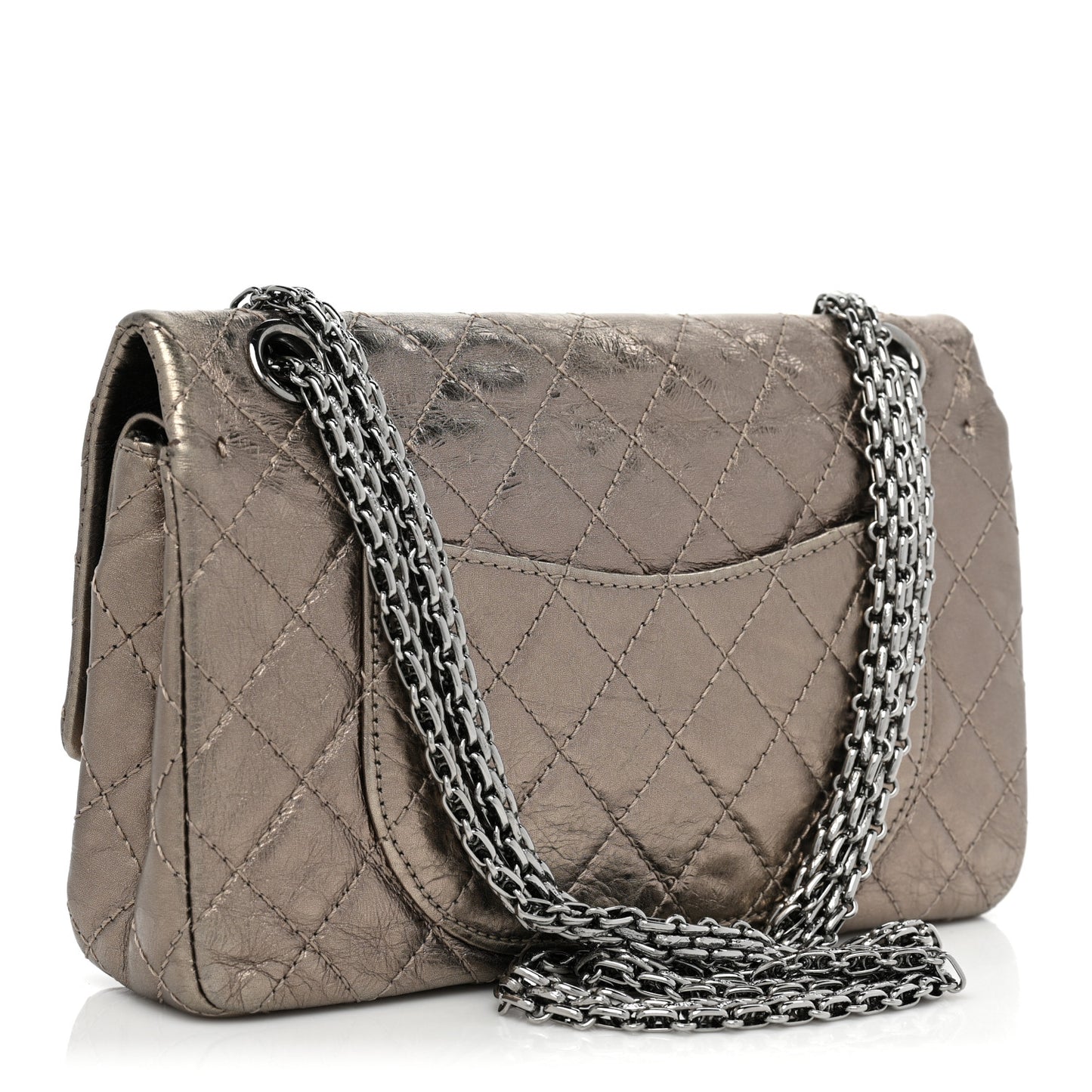 Metallic Aged Calfskin Quilted 2.55 Reissue 225 Flap Pewter