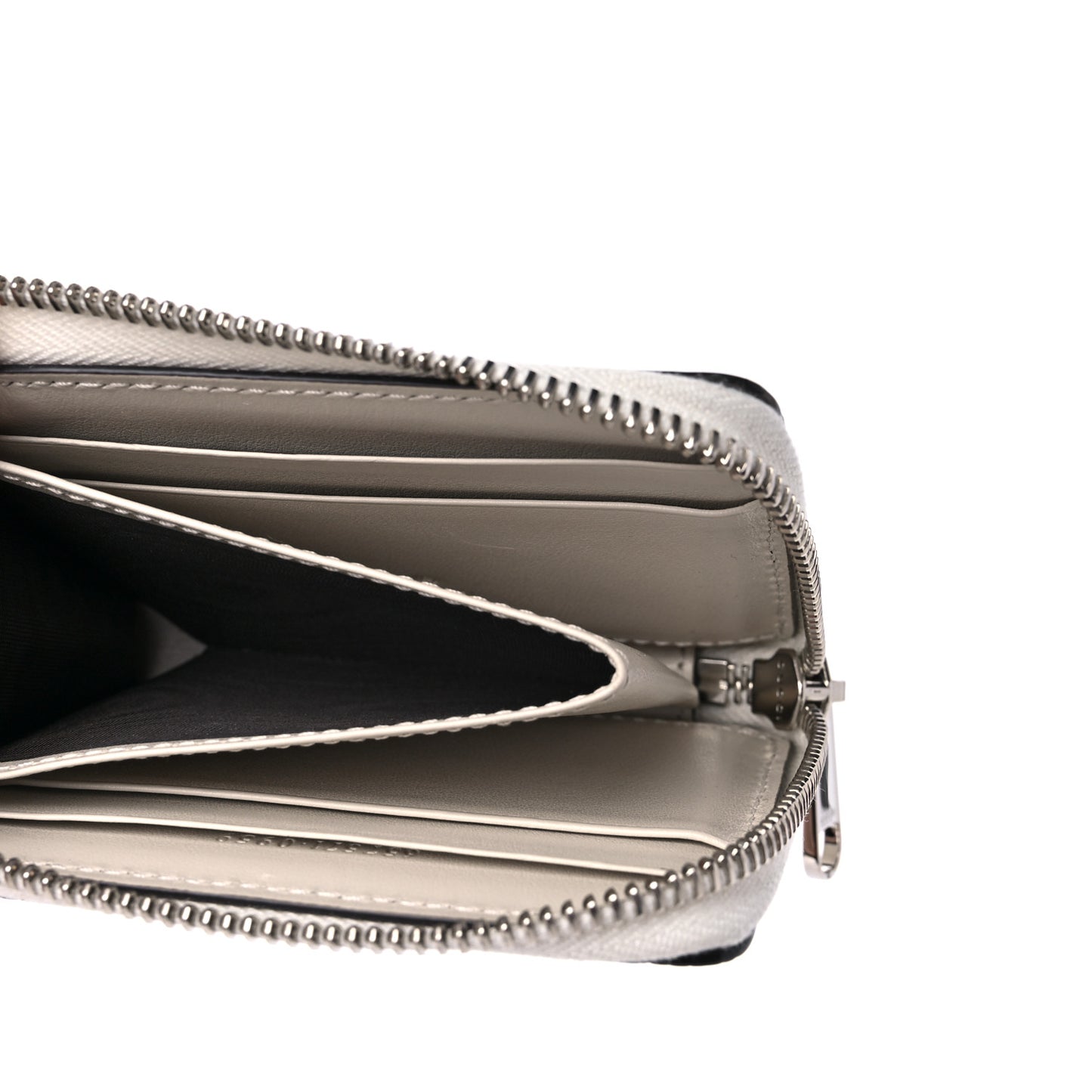 Calfskin GG Tennis Embossed Zip Around Card Case Wallet Mystic White