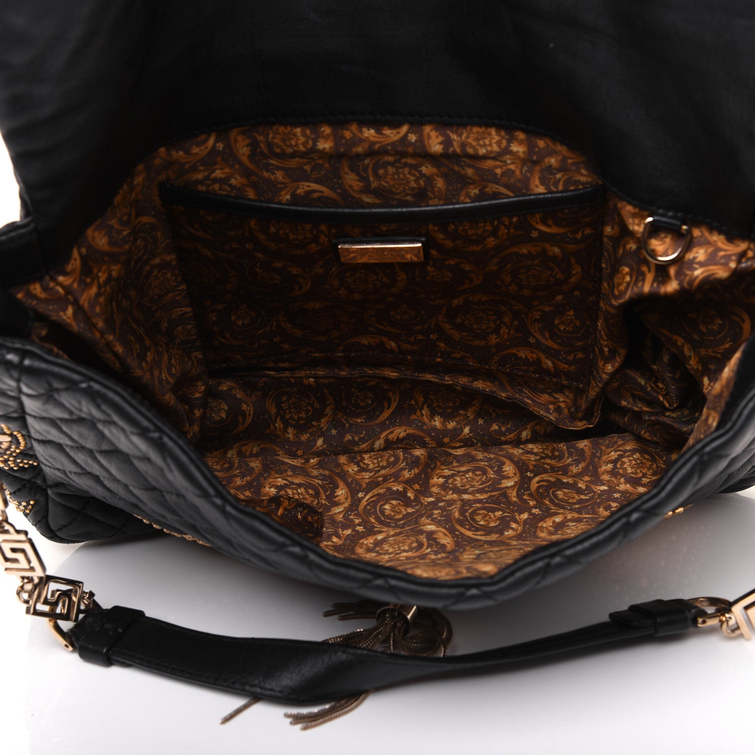 Versace Nappa Barocco Quilted Studded Calliope Vanitas Shoulder Bag Black 6 of 19