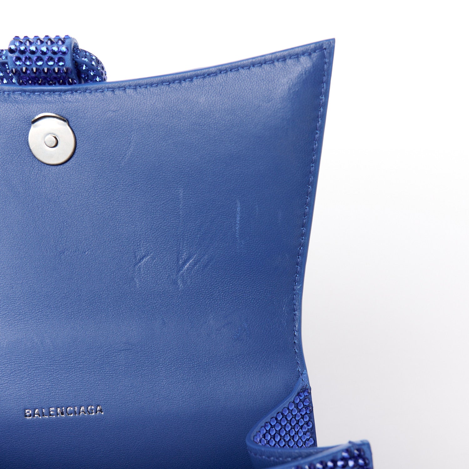 Balenciaga Strass Suede Hourglass Top Handle Bag XS Electric Blue 11 of 12