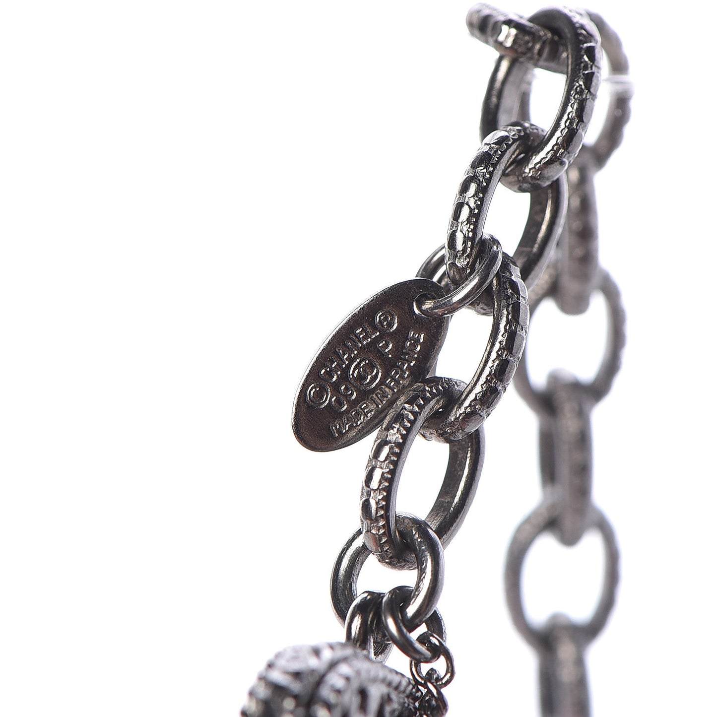 Gripoix CC Long Multistrand Necklace Ruthenium Black