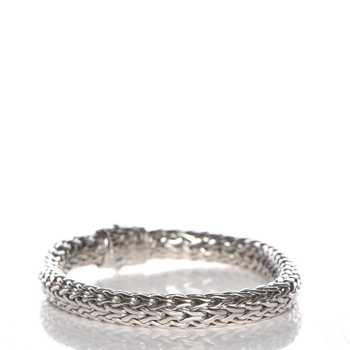 Sterling Silver Pave Diamond Medium Classic Chain Clasp Bracelet