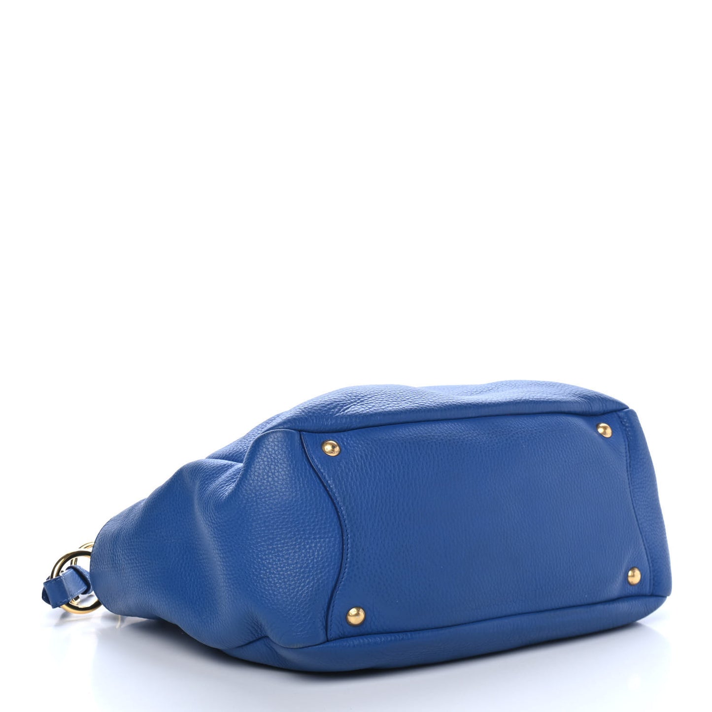Vitello Daino Side Pocket Hobo Azzurro