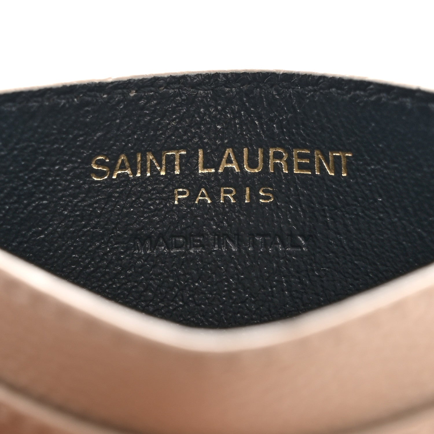 Saint Laurent Grain De Poudre Matelasse Chevron Monogram Credit Card Case Dark Beige 6 of 9
