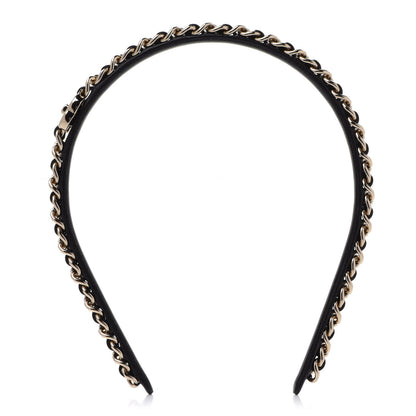 Chanel Metal Lambskin CC Turnlock Chain Headband Gold Black 1 of 6