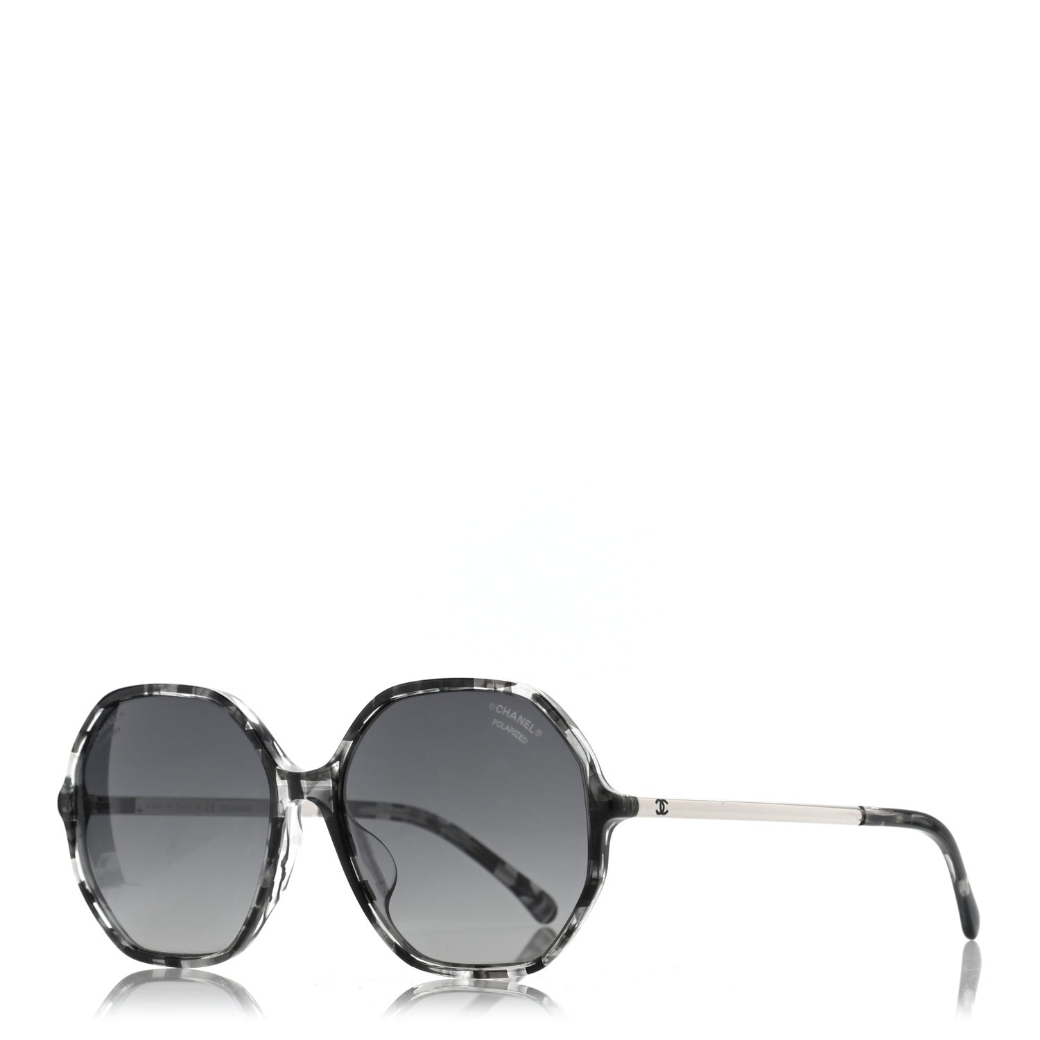 Chanel Acetate Polarized Oversized CC Sunglasses 5345-A Black Grey 1 of 8