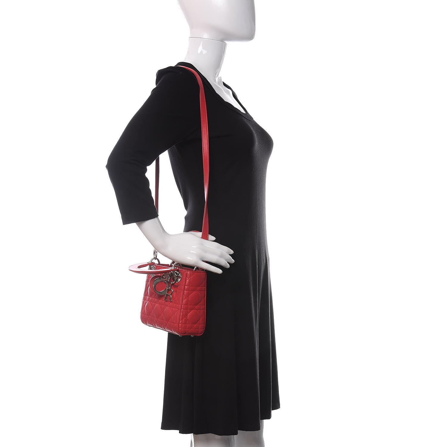 Christian Dior Lambskin Cannage Mini Lady Dior Red 2 of 11