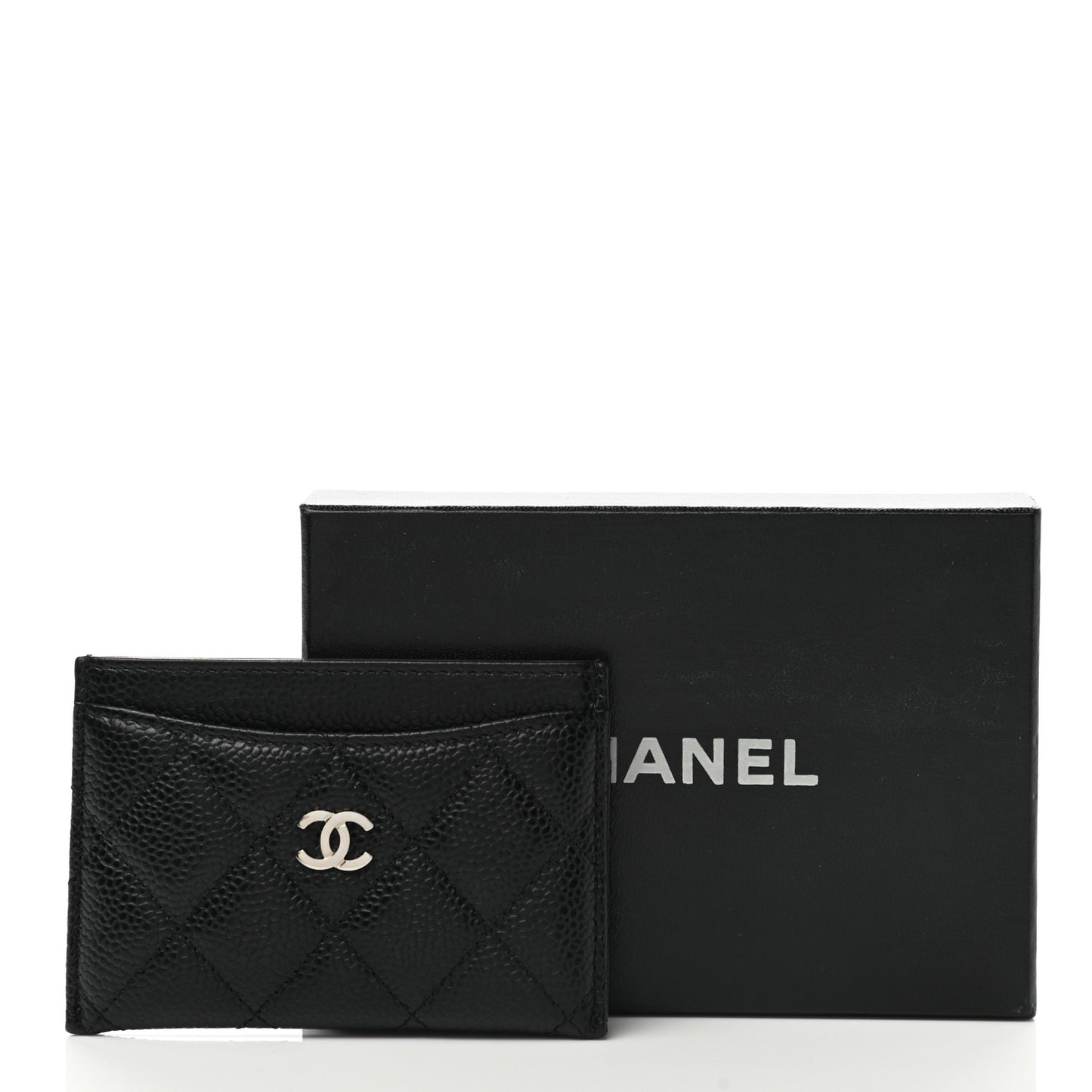Caviar Quilted Card Holder Black