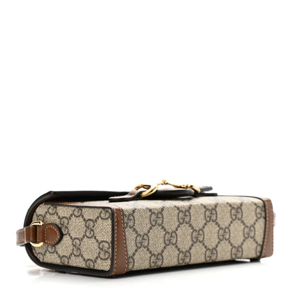 Gucci GG Supreme Monogram Mini Horsebit 1955 Shoulder Bag Beige Brown Sugar 3 of 10