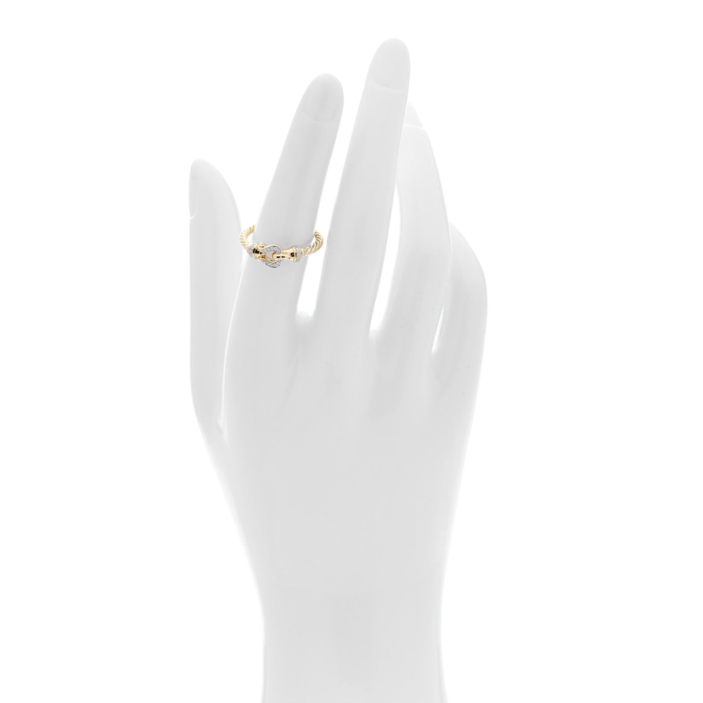 18K Yellow Gold Diamond Petite Buckle Cable Ring 57 8