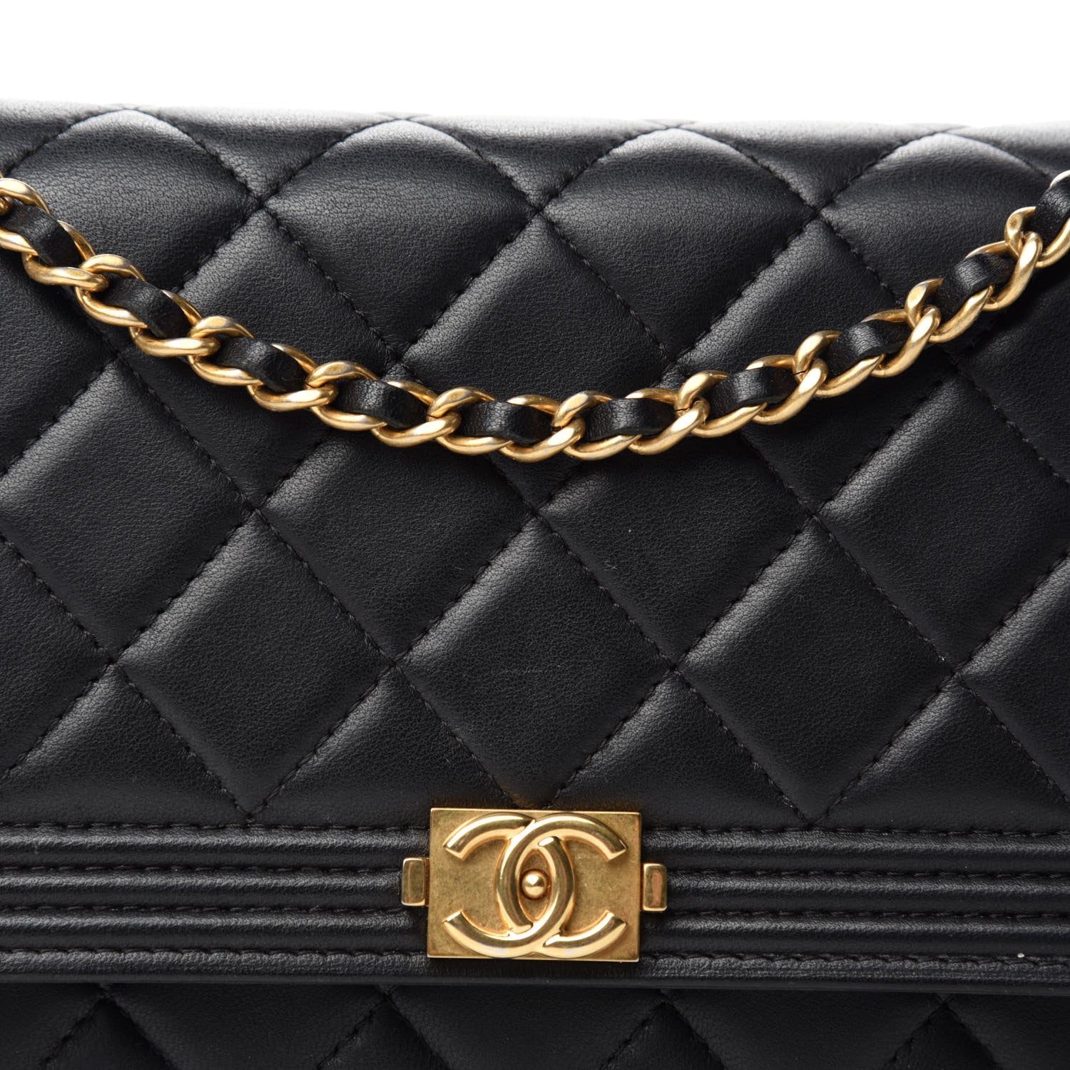 Chanel Lambskin Quilted Boy Wallet On Chain WOC Black 12 of 12