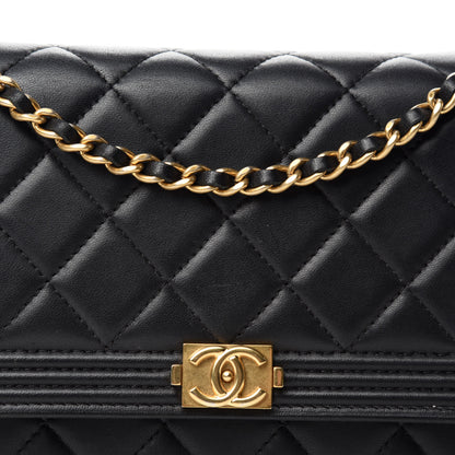 Chanel Lambskin Quilted Boy Wallet On Chain WOC Black 12 of 12