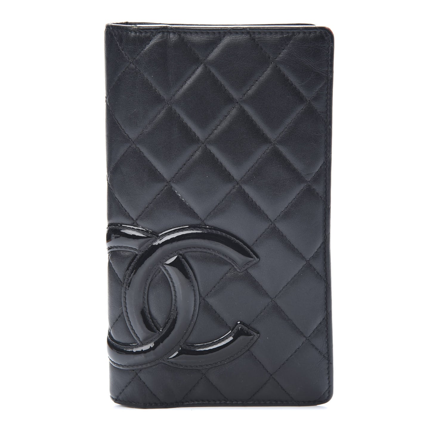 Calfskin Quilted Cambon Yen Wallet Black