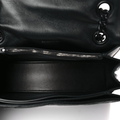 Balenciaga Crushed Calfskin Quilted Matte Black Hardware Small Crush Chain Bag Black 5 of 9