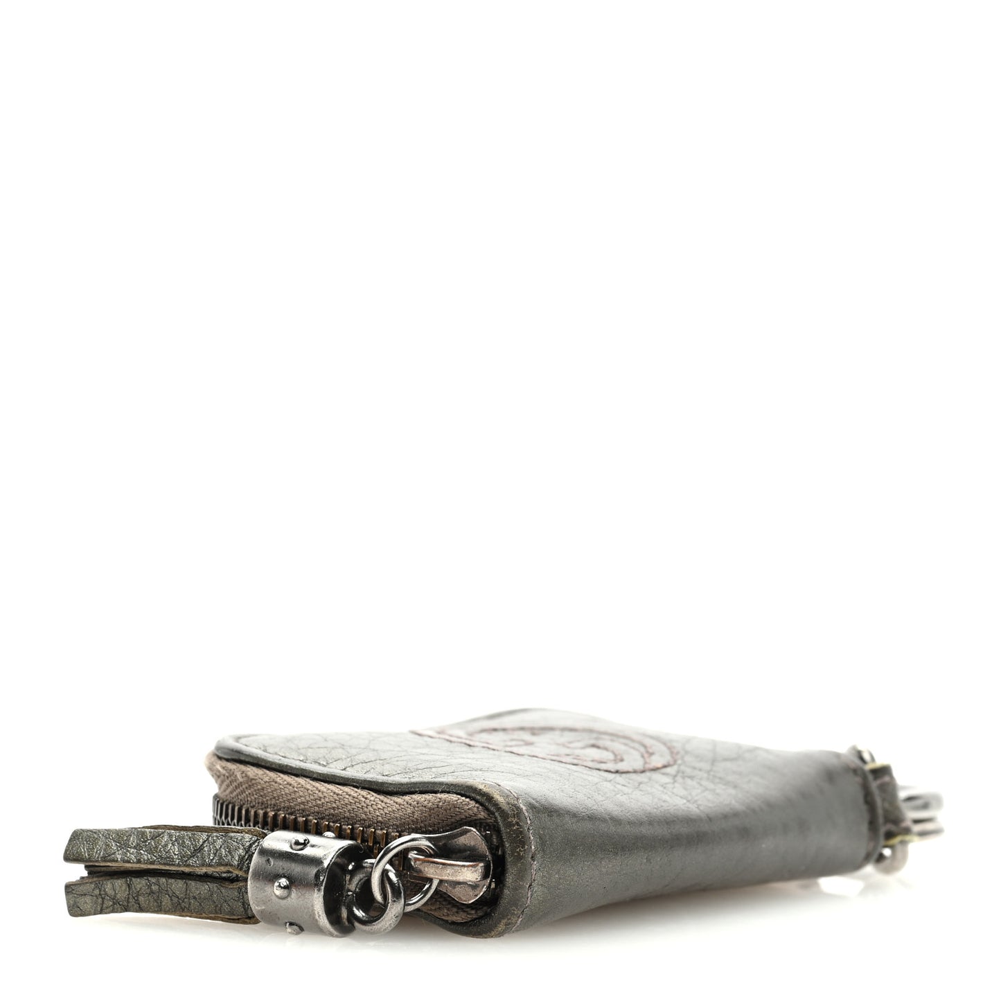 Metallic Pebbled Calfskin Soho Coin Purse Key Ring Sasso