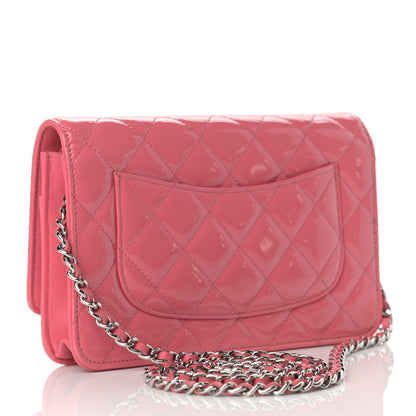 Chanel Patent Quilted Wallet On Chain WOC Pink 2 of 9
