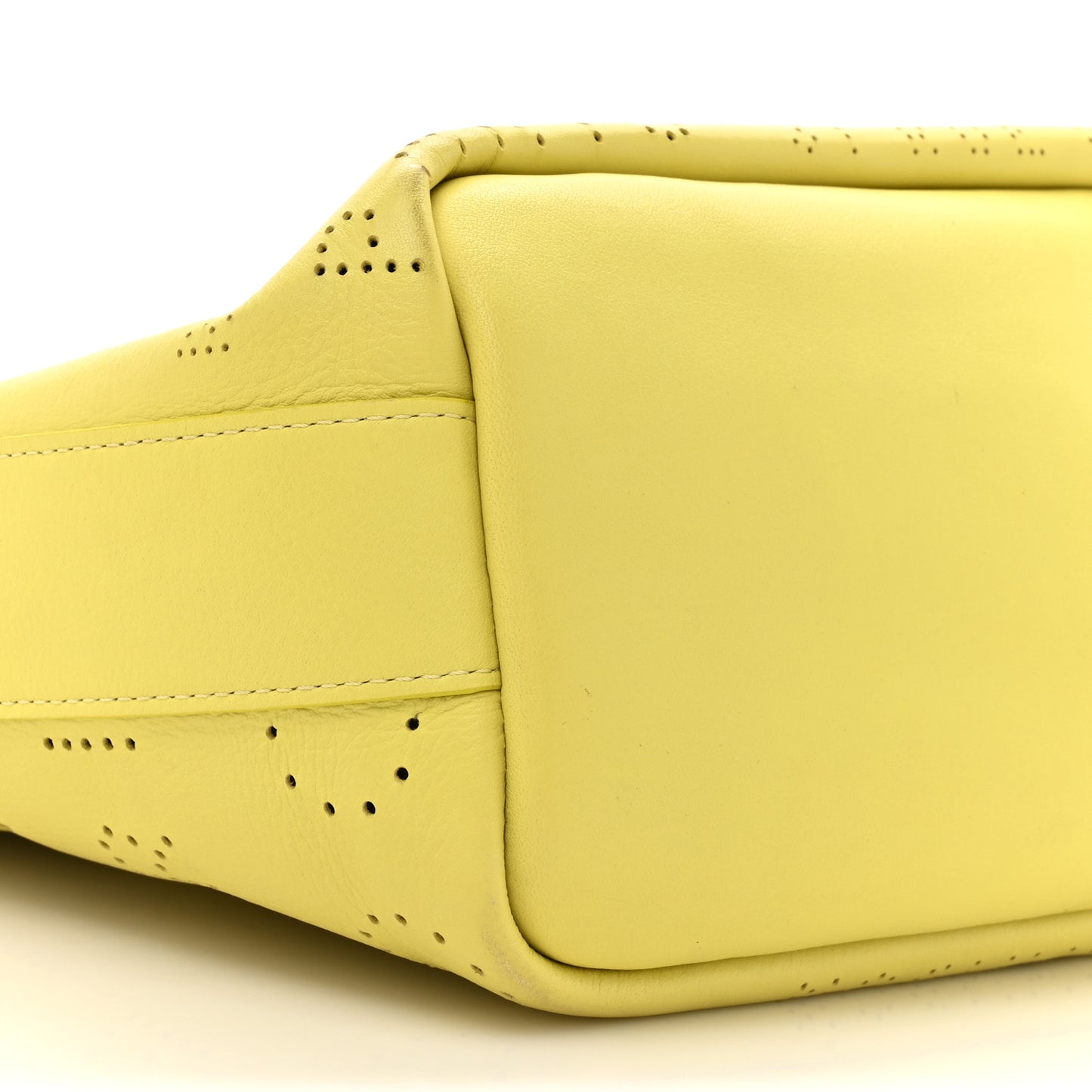 Calfskin Small Logo Eyelets Shopping Tote Yellow