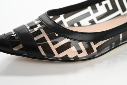Fendi PVC Calfskin FF Colibri Ballerina Flats 36 Black 10 of 15