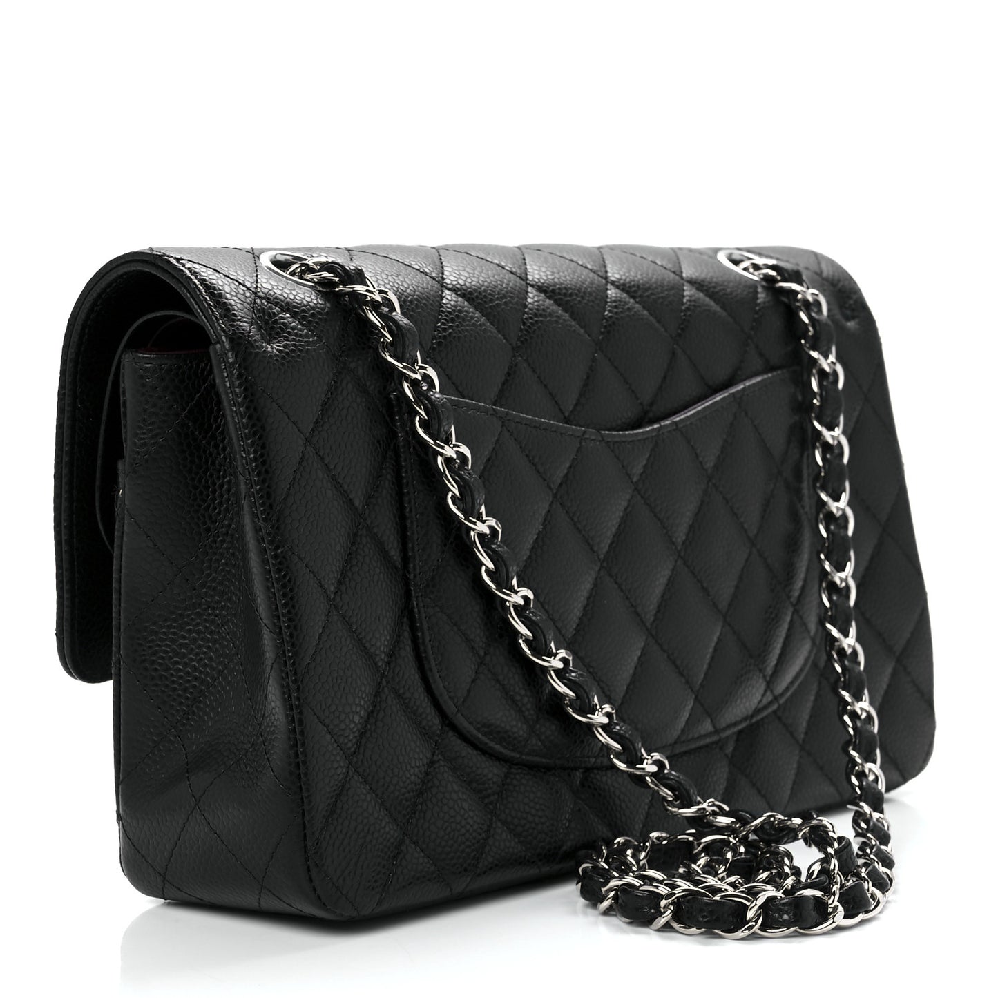 Caviar Quilted Medium Double Flap Black