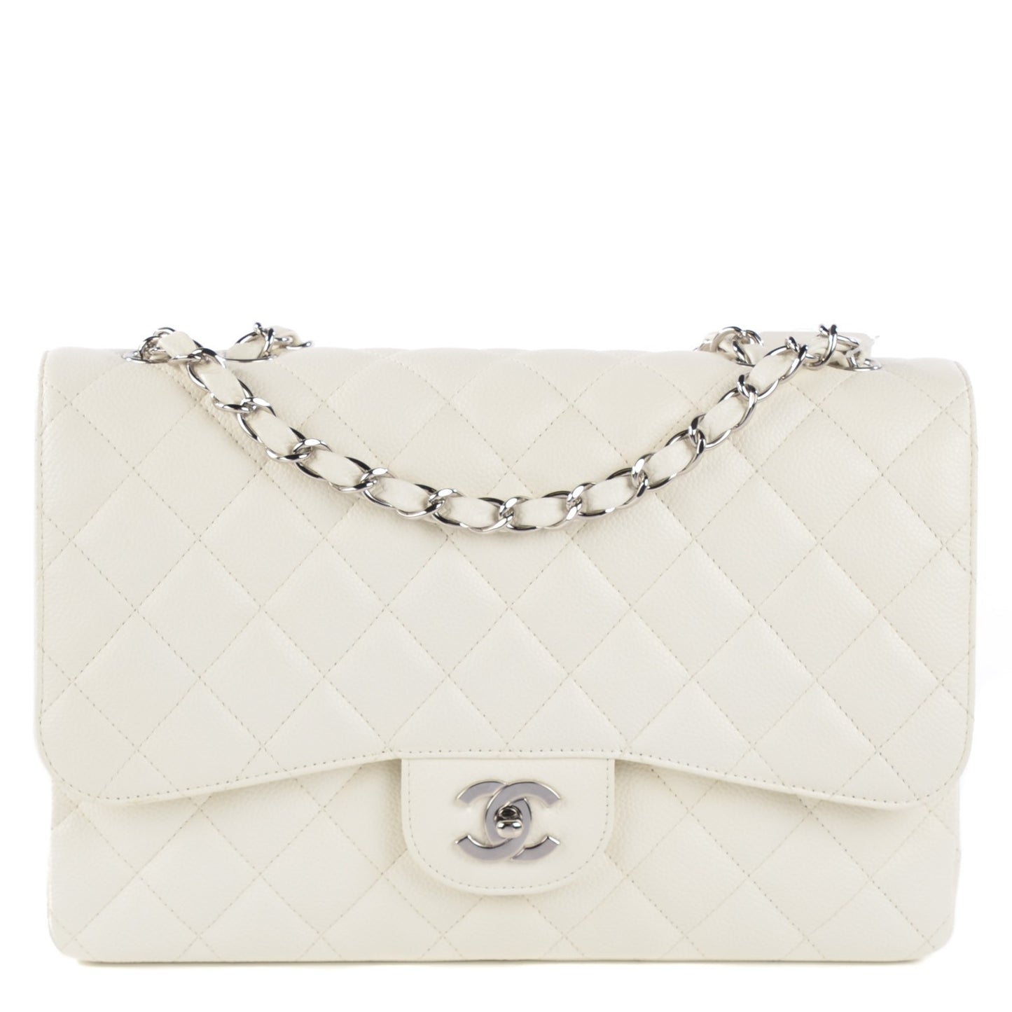 Caviar Quilted Jumbo Single Flap White