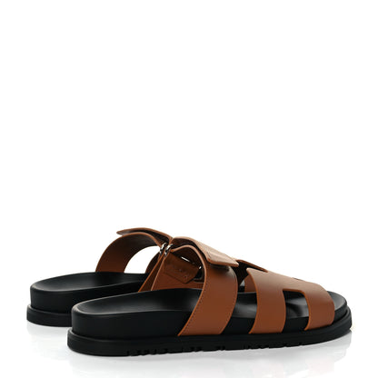 Hermes Calfskin Womens Chypre Sandals 37 Gold 4 of 9