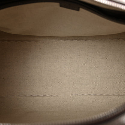 Gucci GG Supreme Monogram Textured Dollar Calfskin Web Medium Savoy Duffle Bag Beige Ebony New Acero 4 of 11