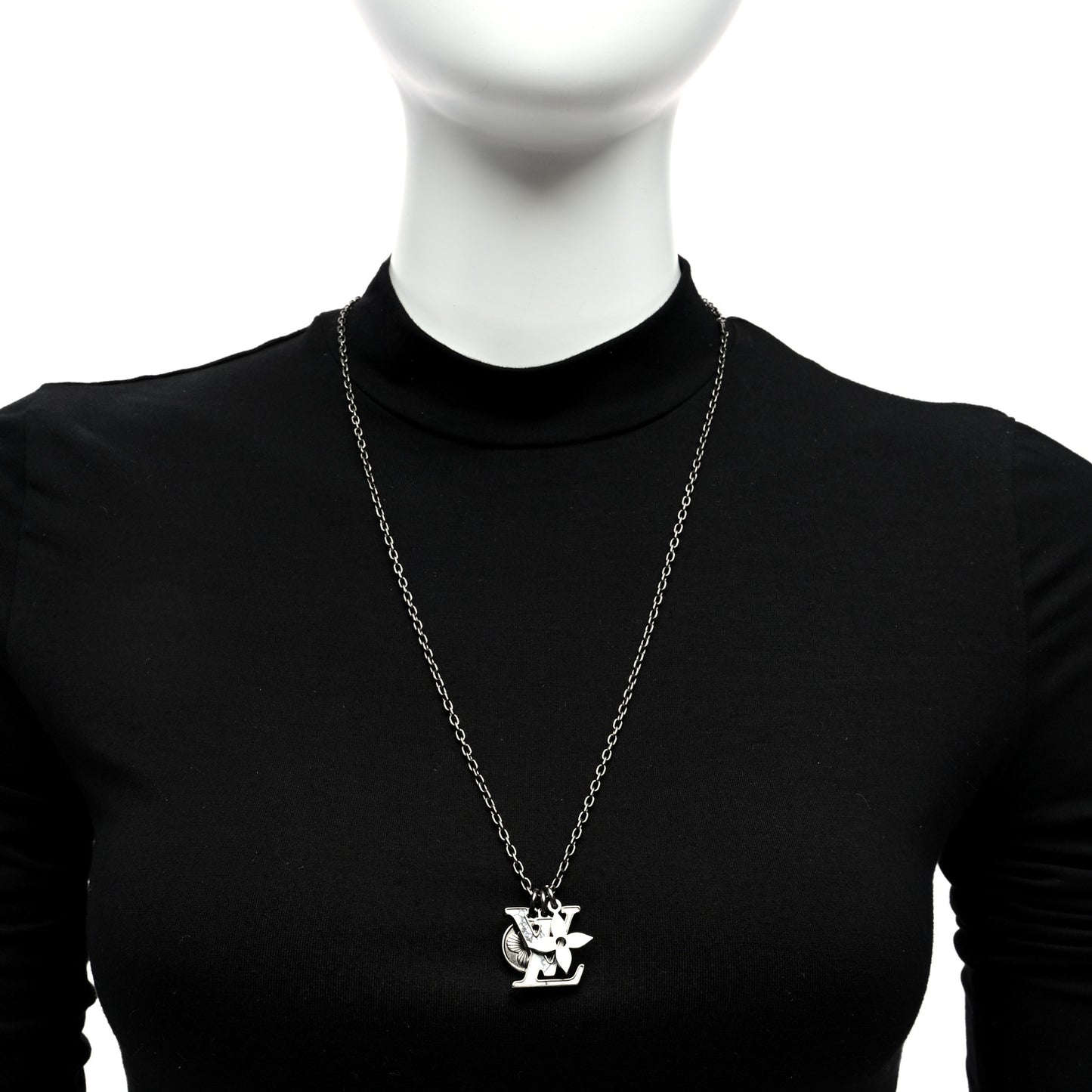 Metal Initiales Pendant Necklace Silver