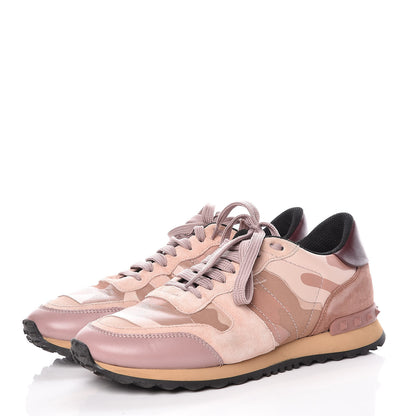 Valentino Garavani Nappa Fabric Suede Camouflage Womens Rockrunner Sneakers 39 Multicolor 3 of 15