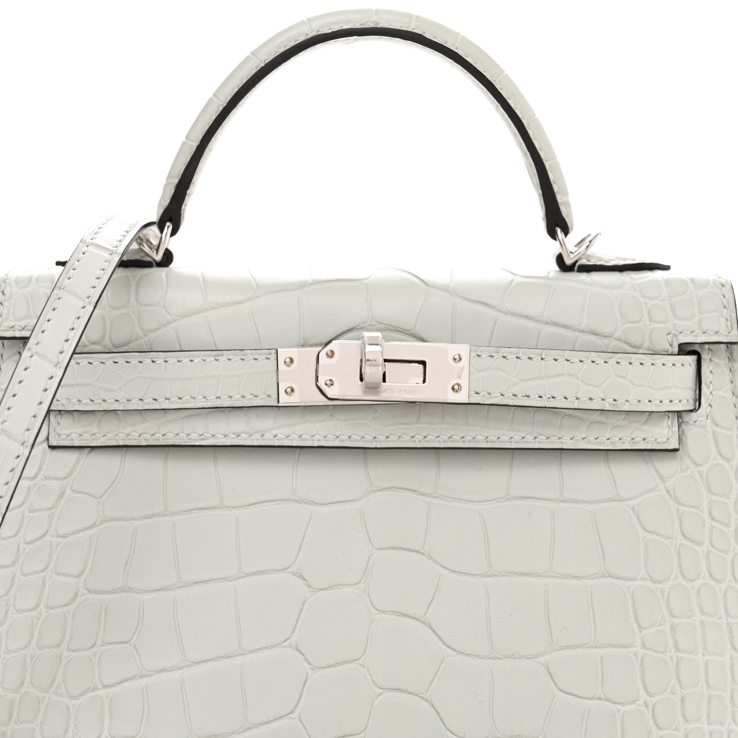 Hermes Matte Alligator Mini Kelly Sellier 20 Gris Neve 6 of 9