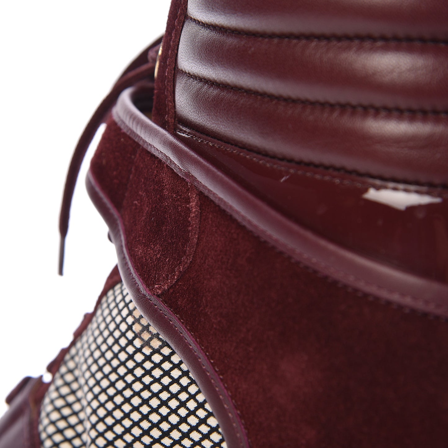 Calfskin Suede Postmark Wedge Sneakers 37.5 Bordeaux