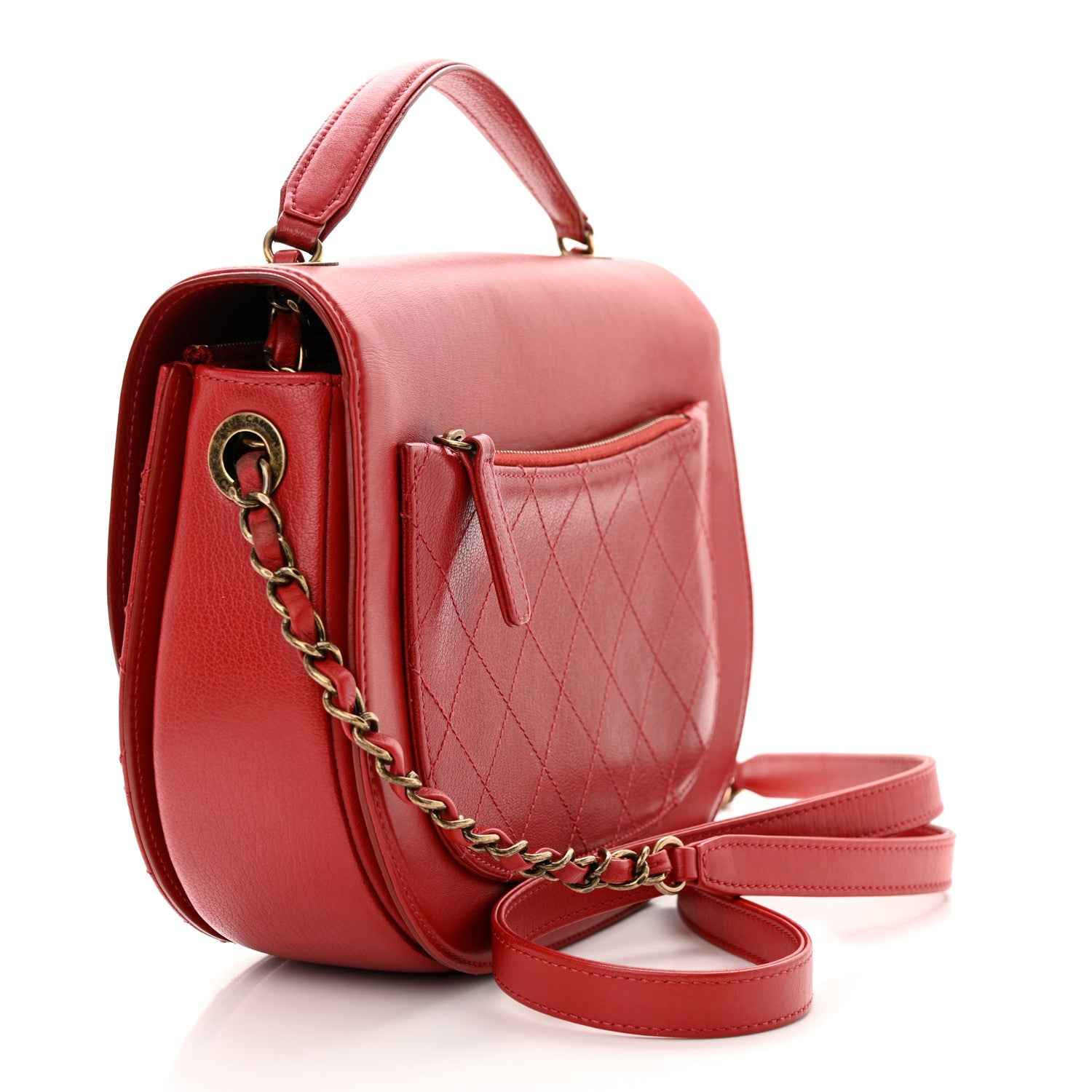 Chanel Shiny Calfskin Goatskin Quilted Medium Coco Curve Messenger Flap Red 3 of 11