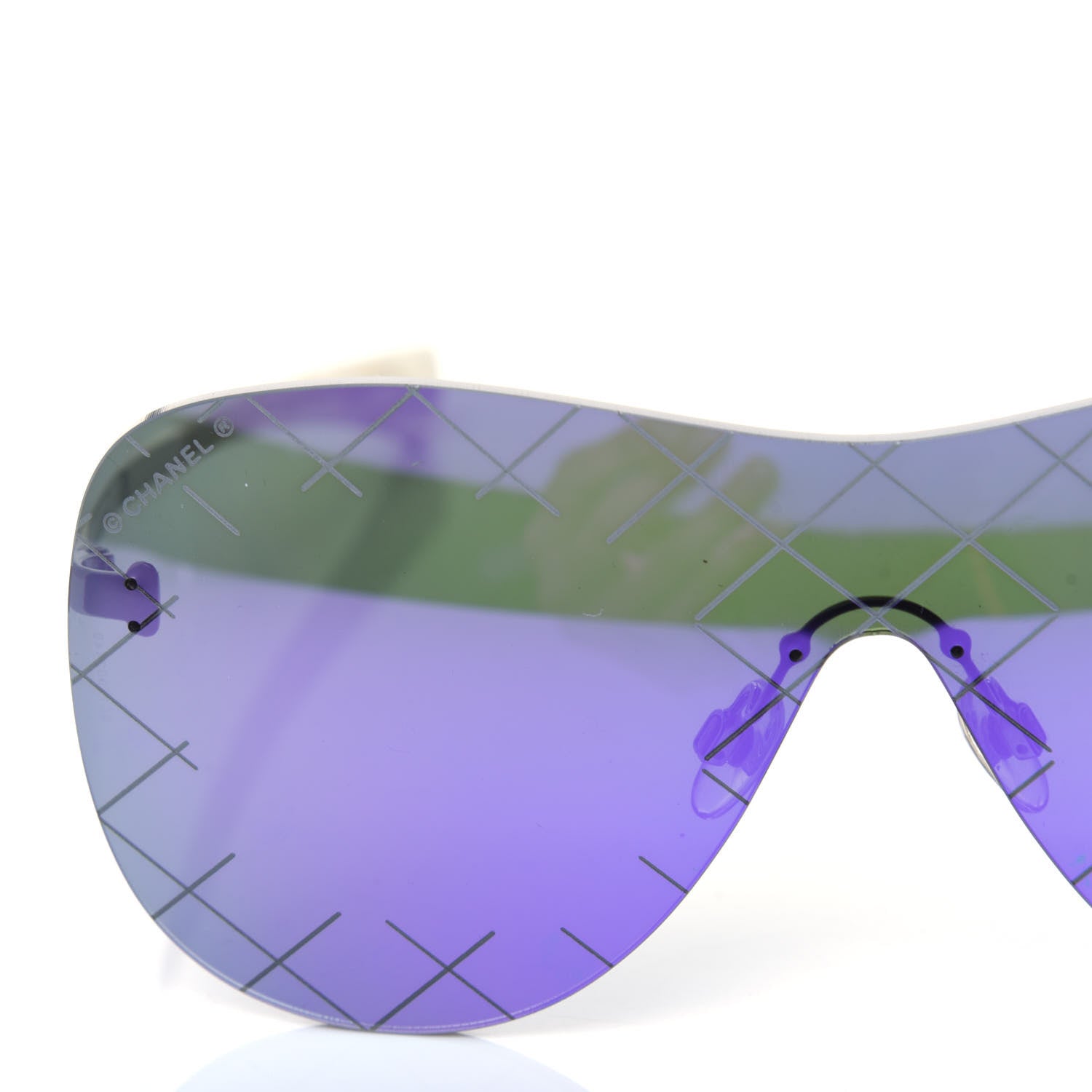 Chanel Acetate Shield Runway Sunglasses 71158 Silver Purple 8 of 9