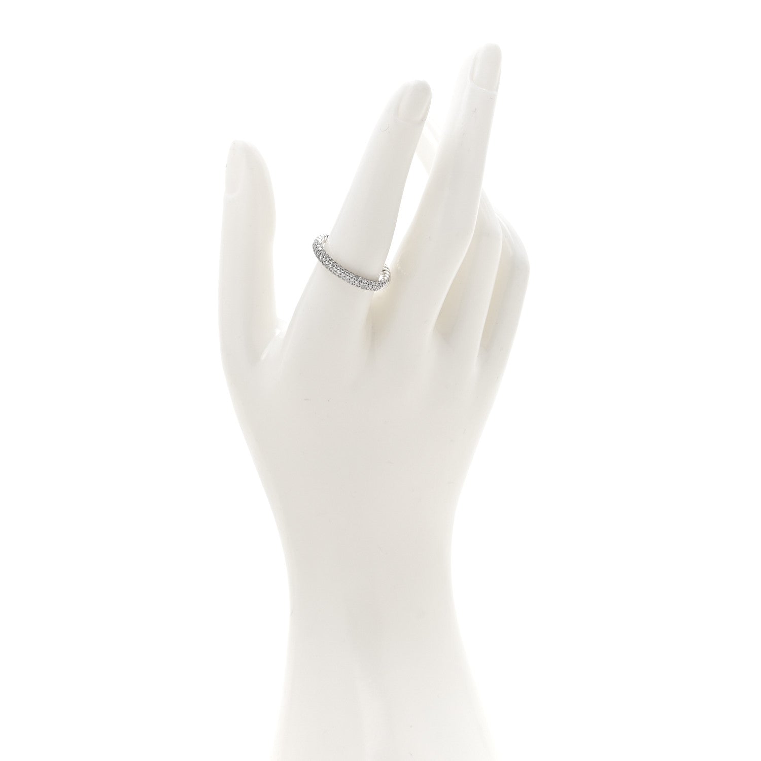 David Yurman Sterling Silver Diamond Petite Pave Band Ring 57 8 2 of 5