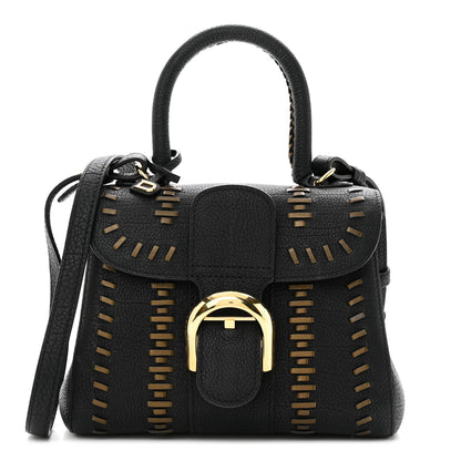 Delvaux Crispy Calfskin Tribal Stitch Mini Brillant Satchel Black Bronze 1 of 11