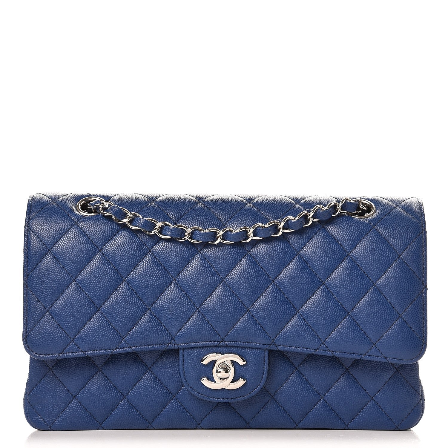 Chanel Caviar Quilted Medium Double Flap Dark Blue 1 of 10