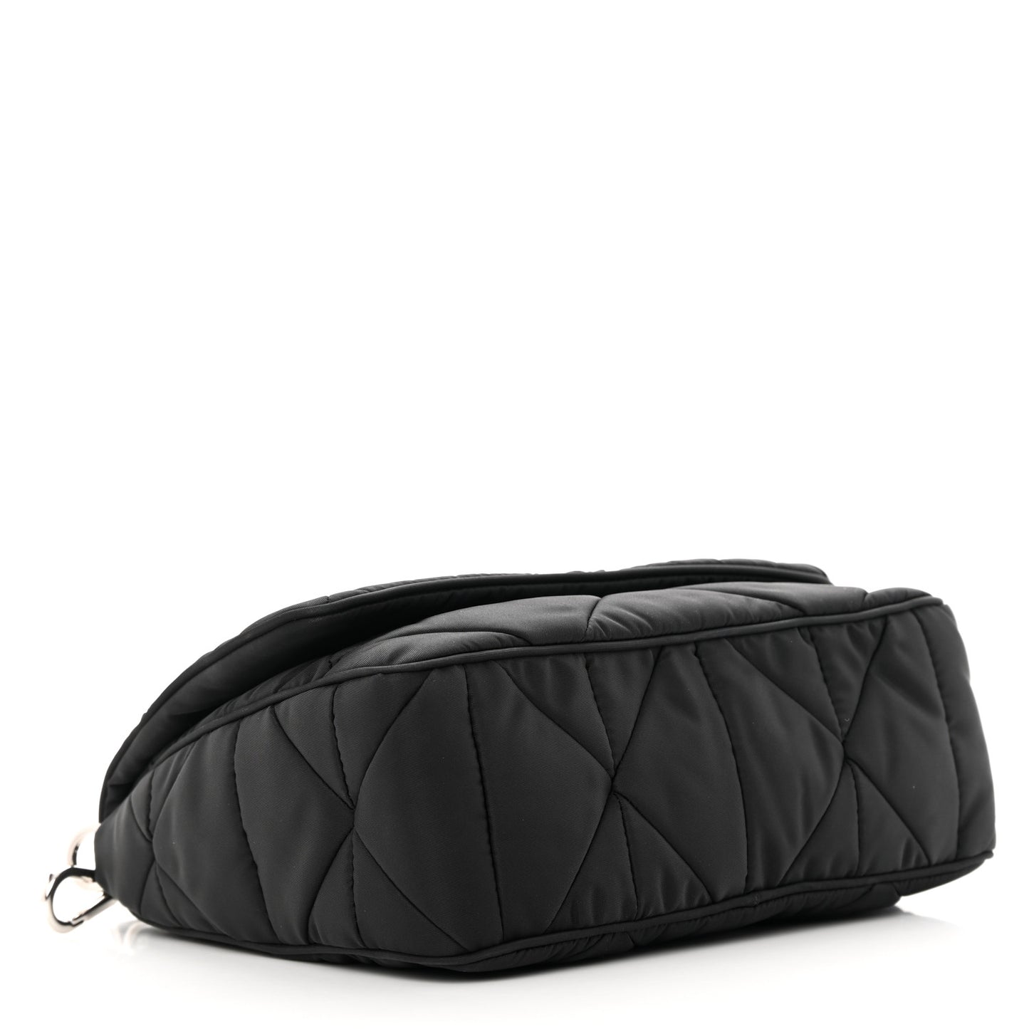 Re-Nylon Quilted Padded Flap Shoulder Bag Black