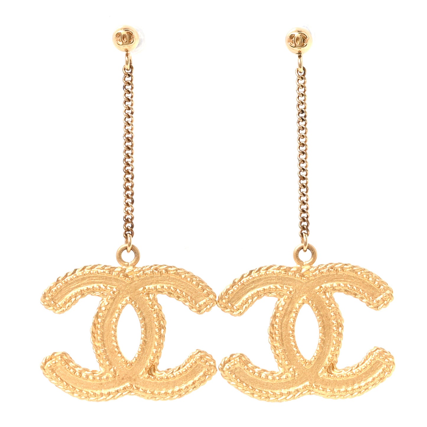 CC Drop Earrings Matte Gold