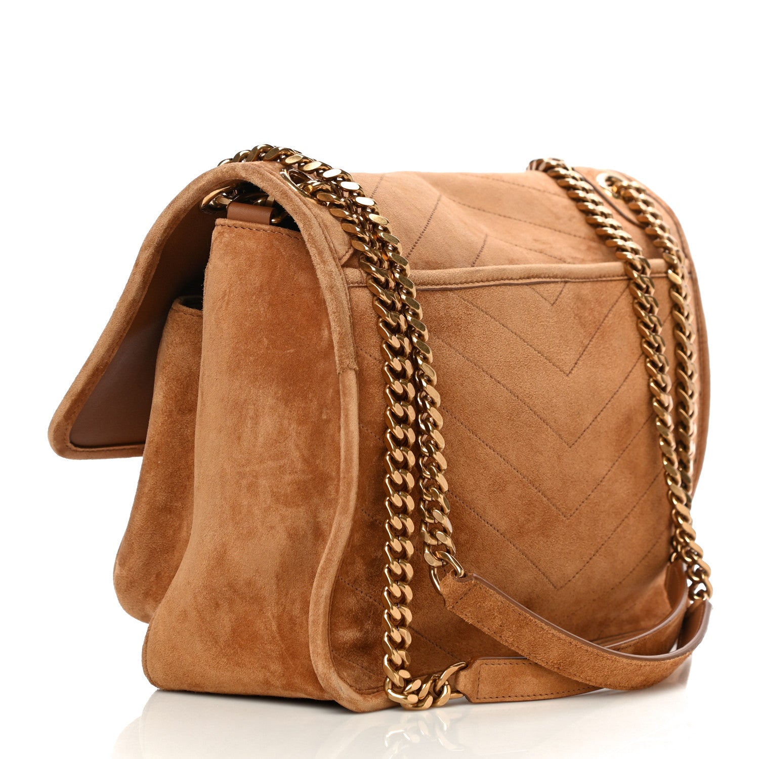 Saint Laurent Suede Monogram Medium Niki Chain Satchel Cinnamon 3 of 12