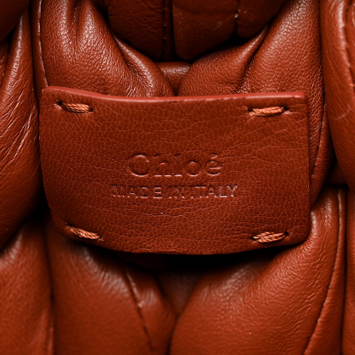 Chloe Lambskin Woven Wooden C Shoulder Bag Sepia Brown 7 of 12