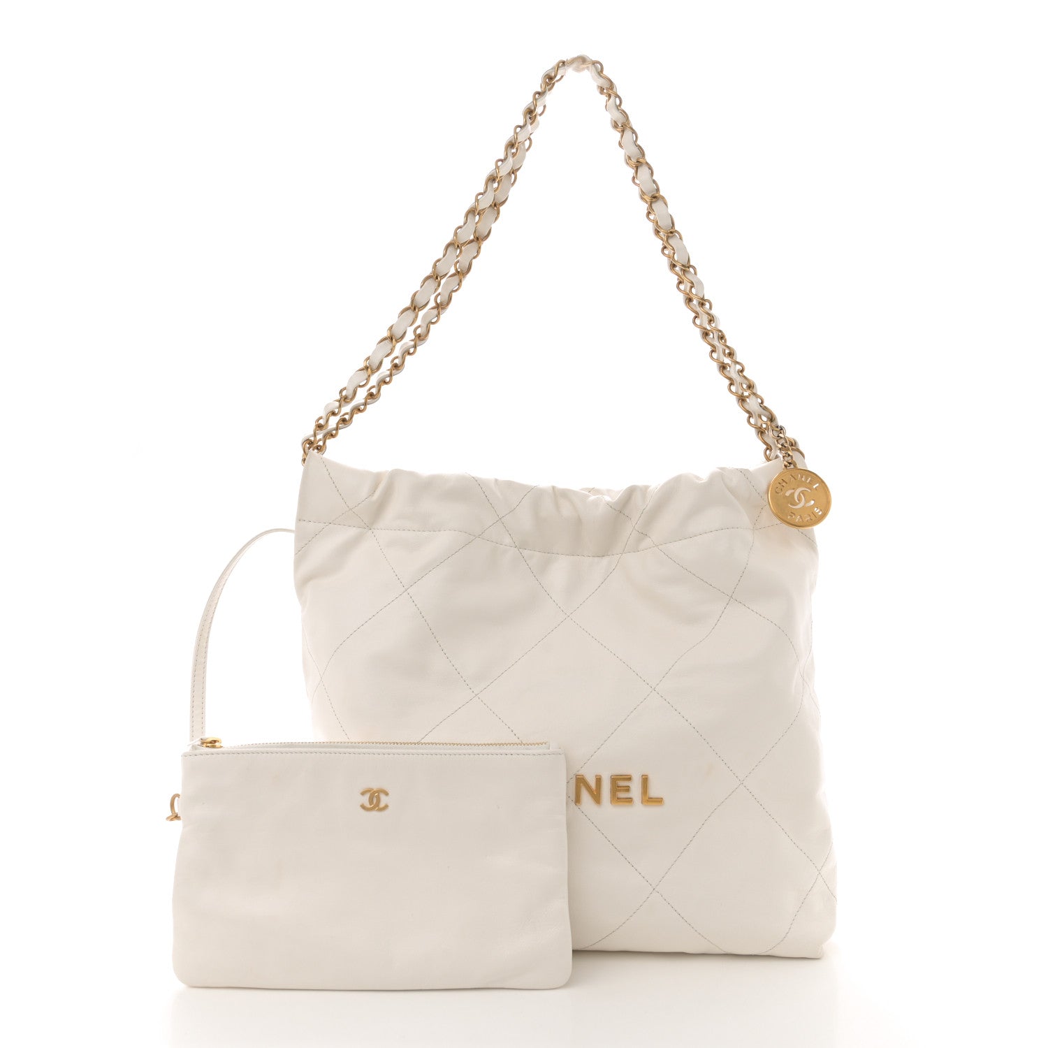 Chanel Shiny Calfskin Quilted Small Chanel 22 White 3 of 11
