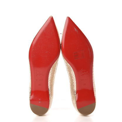 Christian Louboutin Metallic Snakeskin Embossed Solasofia Flats 39 Gold 5 of 8